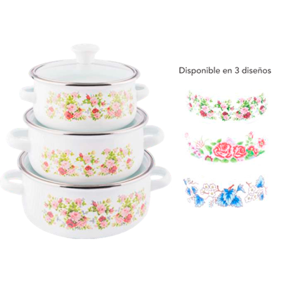 SET DE 3 OLLAS TAPA CRISTAL 12.14.16CM