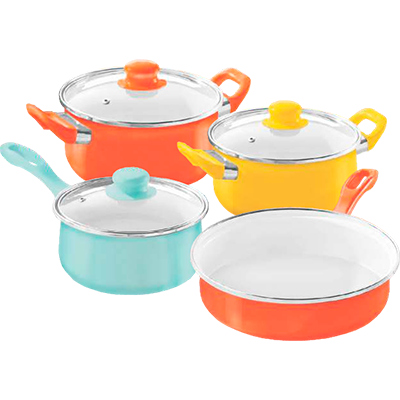 SET DE OLLAS Y SARTEN TAPA DE CRISTAL 